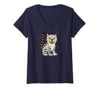 Donna Tiger Vibe: K-Pop incontra l"arte popolare coreana Maglietta con Collo a V