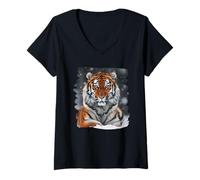 Donna tigre siberiana Maglietta con Collo a V