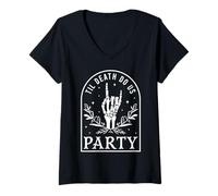 Donna Til Death Do Us Party Season Spooky Season Wedding Bachelorette Maglietta con Collo a V
