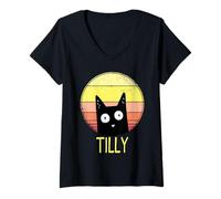 Donna Tilly il gatto per il proprietario del gattino con il nome Tilly Maglietta con Collo a V