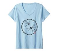 Donna Timbro di diffamazione - SEAL VINTAGE Art giapponese Maglietta con Collo a V