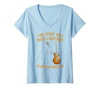 Donna Time Spent with Dogs And Guitars is Never Wasted Maglietta con Collo a V