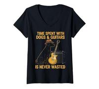 Donna Time Spent with Dogs And Guitars is Never Wasted Maglietta con Collo a V