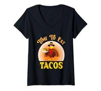 Donna Time to Eat Tacos Camicia Divertente Turchia Day per Donne Uomini Bambini Maglietta con Collo a V