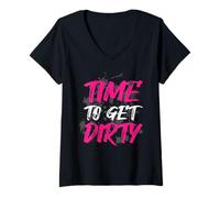 Donna Time to Get Dirty Muddy Race Mud Run Maglietta con Collo a V