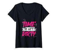 Donna Time to Get Dirty Muddy Race Mud Run Maglietta con Collo a V