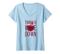Donna Time To Wine Down Fun Gioco di Parole Vini Amante Fata Rilassante Maglietta con Collo a V