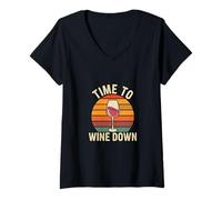 Donna Time To Wine Down Rilassamento Freddo |------ Maglietta con Collo a V