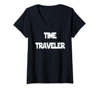 Donna Time Traveller Fantascienza Maglietta con Collo a V