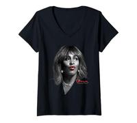 Donna Tina Turner Airbrush Red Lips And Sparkle Maglietta con Collo a V