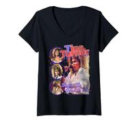 Donna Tina Turner Mixed Retro Collage Maglietta con Collo a V