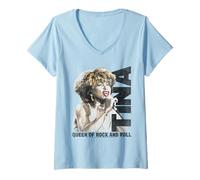 Donna Tina Turner Queen of Rock And Roll Maglietta con Collo a V