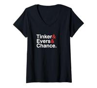 Donna Tinker & Evers & Chance - Design con combinazione a doppio gioco Maglietta con Collo a V