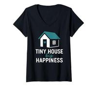 Donna Tiny House Big Happiness Minimal Living off Grid ADU Design Maglietta con Collo a V