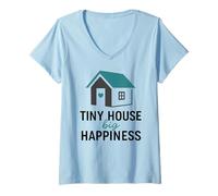 Donna Tiny House Big Happiness Minimal Living off Grid ADU Design Maglietta con Collo a V