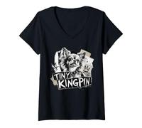 Donna Tiny Kingpin - Chihuahua dai Capelli Lunghi Maglietta con Collo a V
