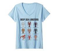 Donna Tipi di aragoste Grafico delle aragoste di Mare Profondo Specie di Maglietta con Collo a V