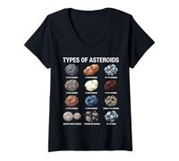 Donna Tipi di asteroidi Tabella educativa della Scienza Spaziale Maglietta con Collo a V