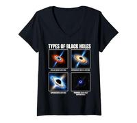 Donna Tipi di Buchi Neri Grafico astronomico Amanti dello Spazio Maglietta con Collo a V