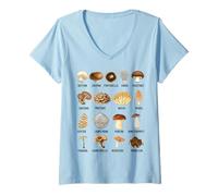 Donna Tipi di Funghi commestibili Tabella dei Funghi per Ragazzi Ragazze Bambini Maglietta con Collo a V