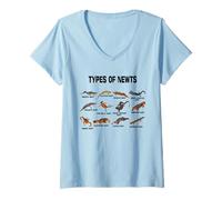 Donna Tipi di Newts Vintage Salamandre Razze Newt Famiglia Maglietta con Collo a V