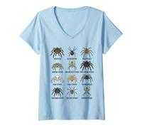 Donna Tipi di Ragni Grafico delle Specie educative Ragazzi Ragazze Bambini Maglietta con Collo a V
