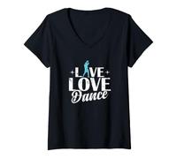 Donna Tipografia Live Love Dance Maglietta con Collo a V