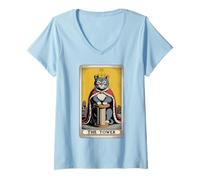 Donna Tiragraffi per gatti con la torre dei tarocchi Maglietta con Collo a V
