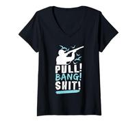 Donna Tirare! Bang! Range Sniper Skeet Tiro Trappola Tiro Maglietta con Collo a V