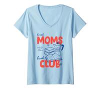 Donna Tired Moms Book Club Coffee Reader Book Lover Bookish Maglietta con Collo a V