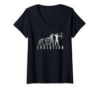 Donna Tiro con L'Arco Arciere Man Evolution Funny Compound Bow Hunter Maglietta con Collo a V