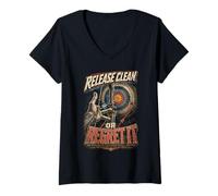 Donna Tiro con l'arcos Arciere Release Clean Or Regret It Maglietta con Collo a V