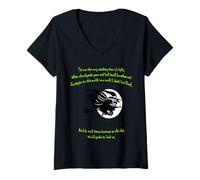 Donna Tis Now The Witching Time of Night Citazione di Shakespeare Verde Maglietta con Collo a V