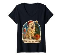 Donna Tis The Season Great Pyrenees Dog - Buon Natale Maglietta con Collo a V