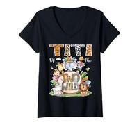 Donna Titi of The Two Wild 2 ° Compleanno Animale Safari Tribale Maglietta con Collo a V