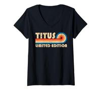 Donna TITUS First Name Funny Retro Vintage Birthday Maglietta con Collo a V