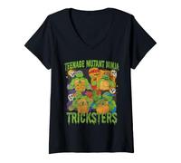 Donna TMNT Halloween Tricksters Maglietta con Collo a V
