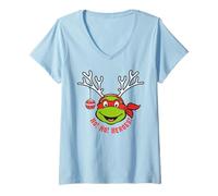 Donna TMNT Tartarughe Ninja per Le Vacanze di Natale, Anni '80 Maglietta con Collo a V