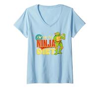 Donna TMNT Teenage Mutant Ninja Turtles Pizza G ieta Classica Maglietta con Collo a V