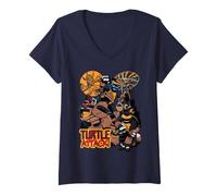 Donna TMNT Turtle Attack! Ninja Colpo di Gruppo Maglietta con Collo a V