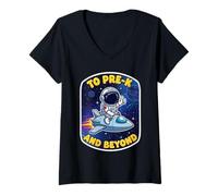 Donna To Pre-K And Beyond Boys Space Lover Astronauta Back School Maglietta con Collo a V