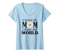 Donna To The World I Am a Mom Daisy Mother's Day Worlds Best Mom Maglietta con Collo a V