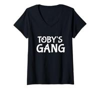 Donna Toby's Gang First Name Toby Bachelor Party Wedding Maglietta con Collo a V
