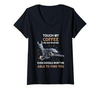 Donna Tocca Il Mio caffè, Ti darò Uno Schiaffo così Forte, Dragon Coffee Lovers Maglietta con Collo a V