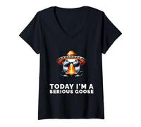 Donna Today I’m A Serious Goose Funny Meme Bird Humor Sarcasm Maglietta con Collo a V