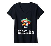 Donna Today I’m A Serious Goose Funny Meme Bird Humor Sarcasm Maglietta con Collo a V