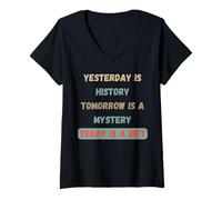 Donna Today Is A Blessing Inspirational Quotes Design Motivazionale Maglietta con Collo a V