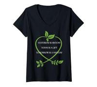 Donna Today Is A Blessing Inspirational Quotes Design Motivazionale Maglietta con Collo a V