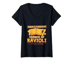 Donna Todays Forecast 100% Chance of Ravioli Maglietta con Collo a V