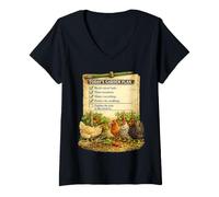 Donna Today's Garden Plan Funny Backyard Chicken Gardener Checklis Maglietta con Collo a V